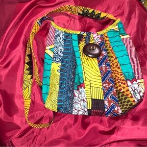 Queen Alaffia Afro African Patchwork print Fabric cross body Bag Handbag New